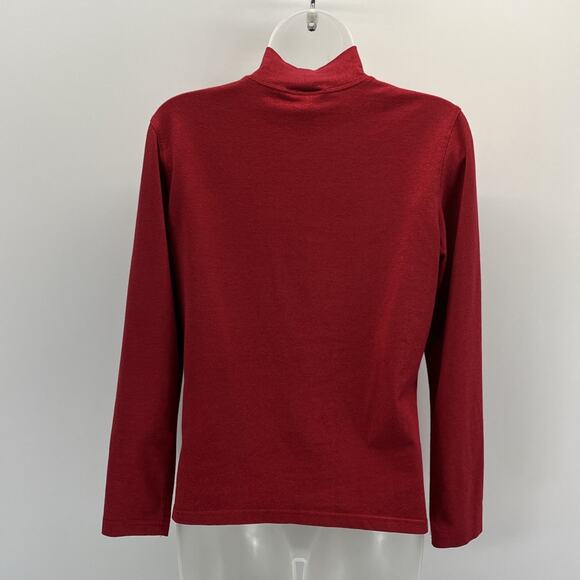 Talbots Women's Red Metallic Pullover Mock Turtleneck Sweater Size Petite Small - Picture 4 of 7